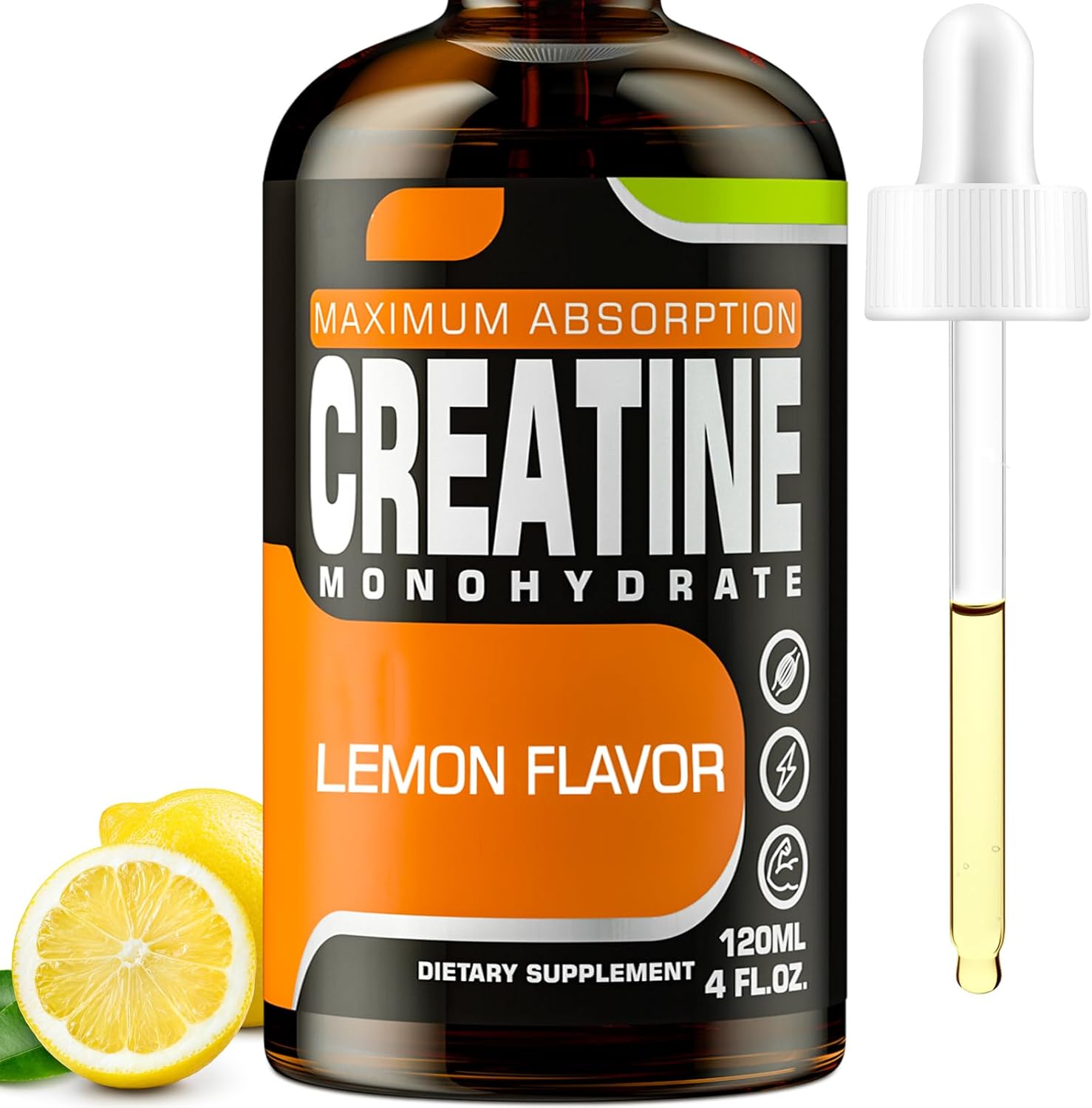 Creatine Monohydrate, Liquid Creatine for Muscle Mass, Strength, Glute, Booty & Endurance – Creatine for Women and Men with Hydrolyzed Collagen & Trehalose – 120 ml Creatine HCl (Lemon Flavor)