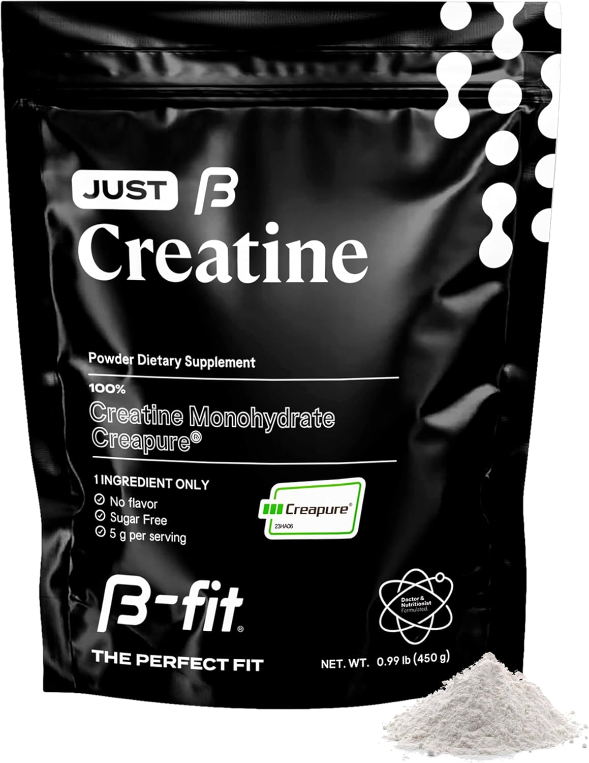 Creatine Monohydrate Powder – Just Creatine Creapure – 90 Servings – 450 g – Pre Workout Creatine for Women – Sugar-Free – Flavorless Supplement – 3 Month Supply