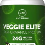 MRM Nutrition Veggie Elite Performance Protein | Vanilla Bean Flavored| Plant-Based Protein| Easy to Digest | with BCAAs| Vegan + Gluten-Free | Clinically Tested| Digestive enzymes | 30 Servings