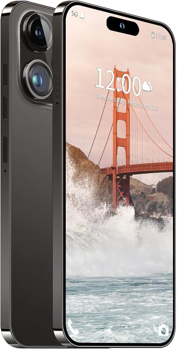 14PROMA X Smartphone Unlocked Cell Phone, Battery 6800mAh 6.82″ HD Screen Unlocked Phones, 12+512GB Android 14 with 128GB Memory Card, Dual SIM/Fingerprint Lock/Face ID/GPS (Black, 12+512)