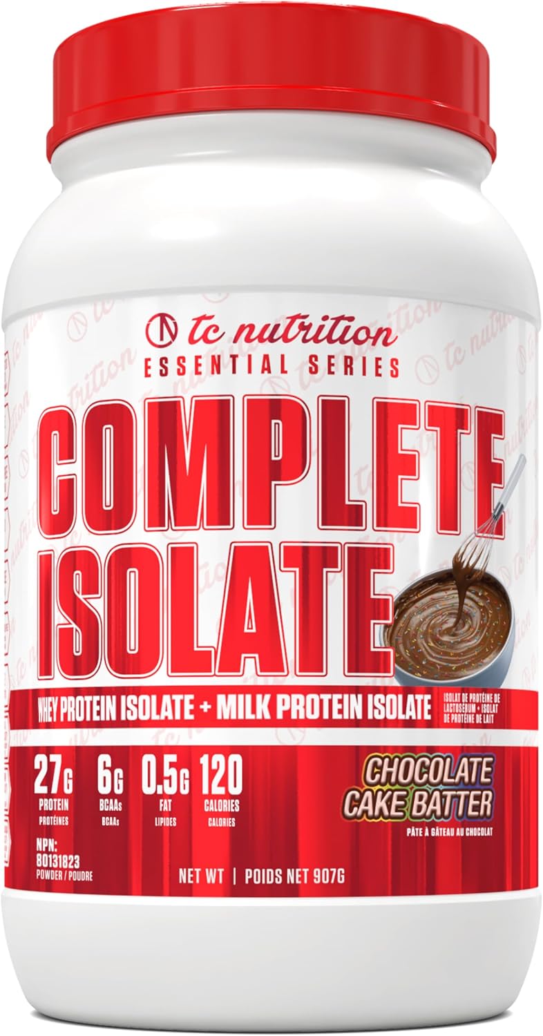 TC Nutrition Complete Isolate – Whey Protein Isolate + Milk Protein Isolate Powder – Whey Protein Powder for Muscle Growth & Recovery Whey Isolate Protein Powder – 2lb (Chocolate Cake Batter)