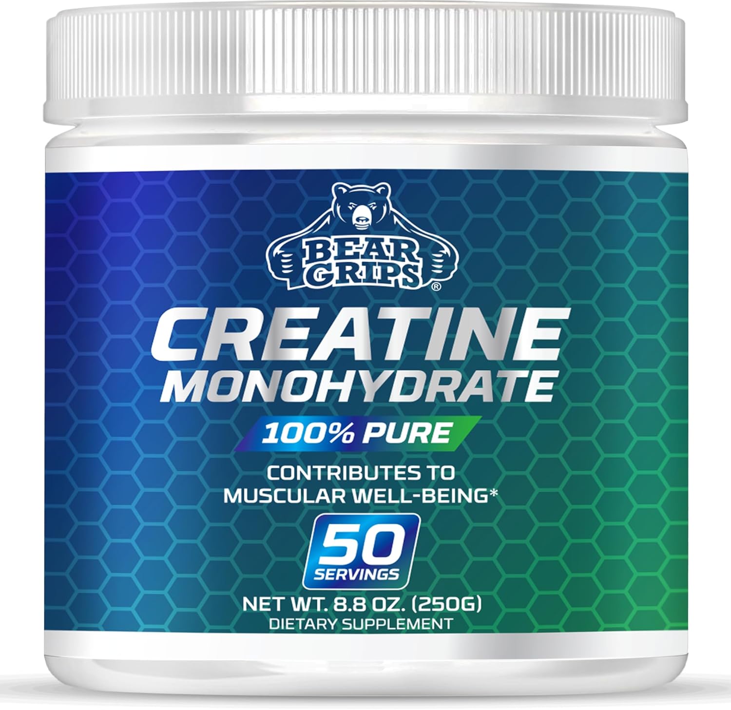 Bear Grips Pure Creatine Monohydrate Powder, 50 Servings of Instantized Creatine, 5,000 MG or 5G Micronized, Creatine for Women, Clean Creatine Powder Men (50 Servings (Pack of 1))