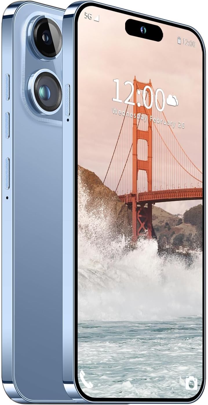 14PROMA X Smartphone Unlocked Cell Phone, Battery 6800mAh 6.82″ HD Screen Unlocked Phones, 12+512GB Android 14 with 128GB Memory Card, Dual SIM/Fingerprint Lock/Face ID/GPS (Blue, 12+512)