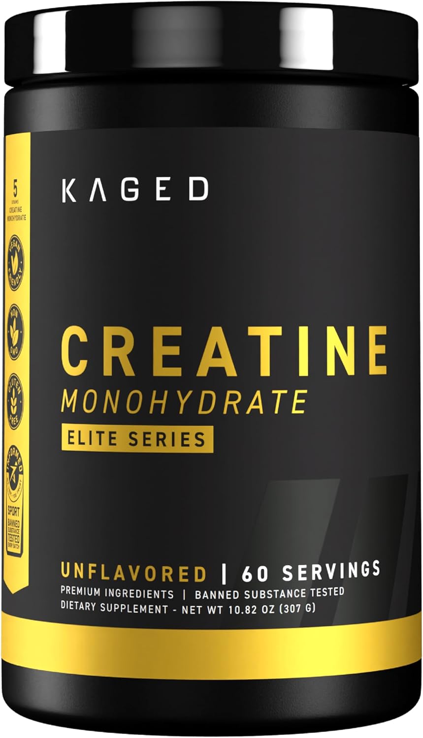Kaged Creatine Monohydrate Elite – High Absorption Creatine with MAXCatalyst – Unflavored Powder – 60 Servings