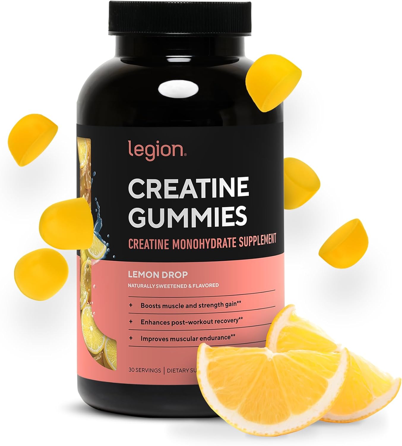 LEGION Creatine Monohydrate Gummies – Clean Creatine Gummies for Muscle Gain, Improving Endurance & Post Workout Recovery – Creatine Supplement for Maximum Absorption (150 Lemon Drop Gummies)