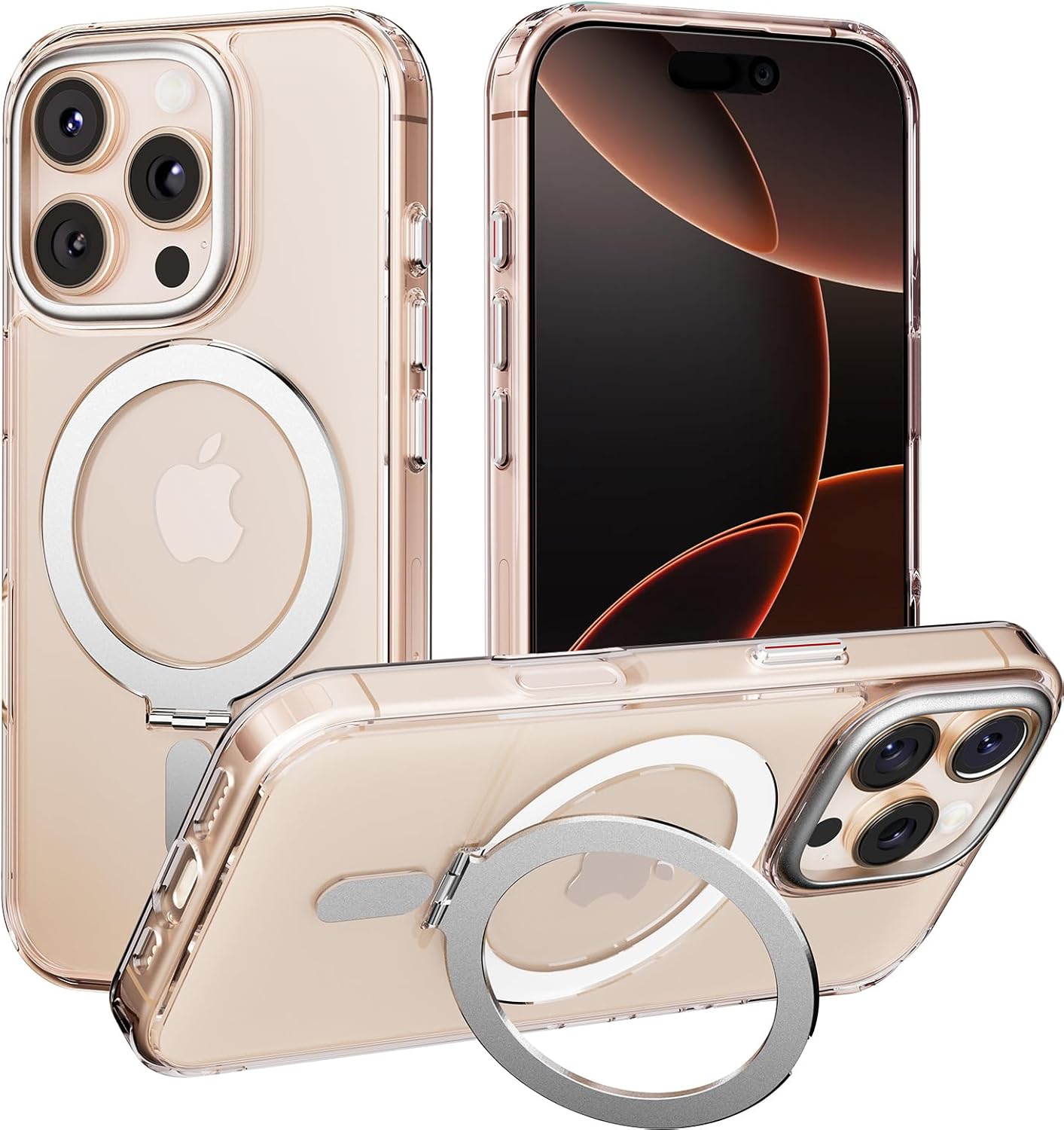 DUEDUE for iPhone 16 Pro Max Case Magnetic with Stand[Compatible with MagSafe][Anti-Yellowing] Strong Magnet Clear Cover Shockproof Protective Phone Case for iPhone 16 Pro Max 6.9″, Clear