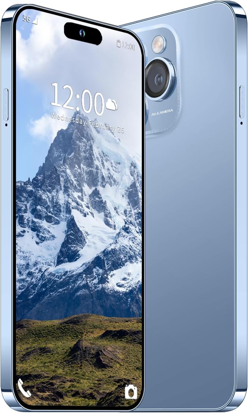 14PROMA X Unlocked Cell Phone, Long Battery Life 6.82″ HD Screen Unlocked Phones, 12+512GB Android 14 Smartphone with 128G Memory Card, Dual SIM/Fingerprint Lock/Face ID/GPS (Blue, 12+512)