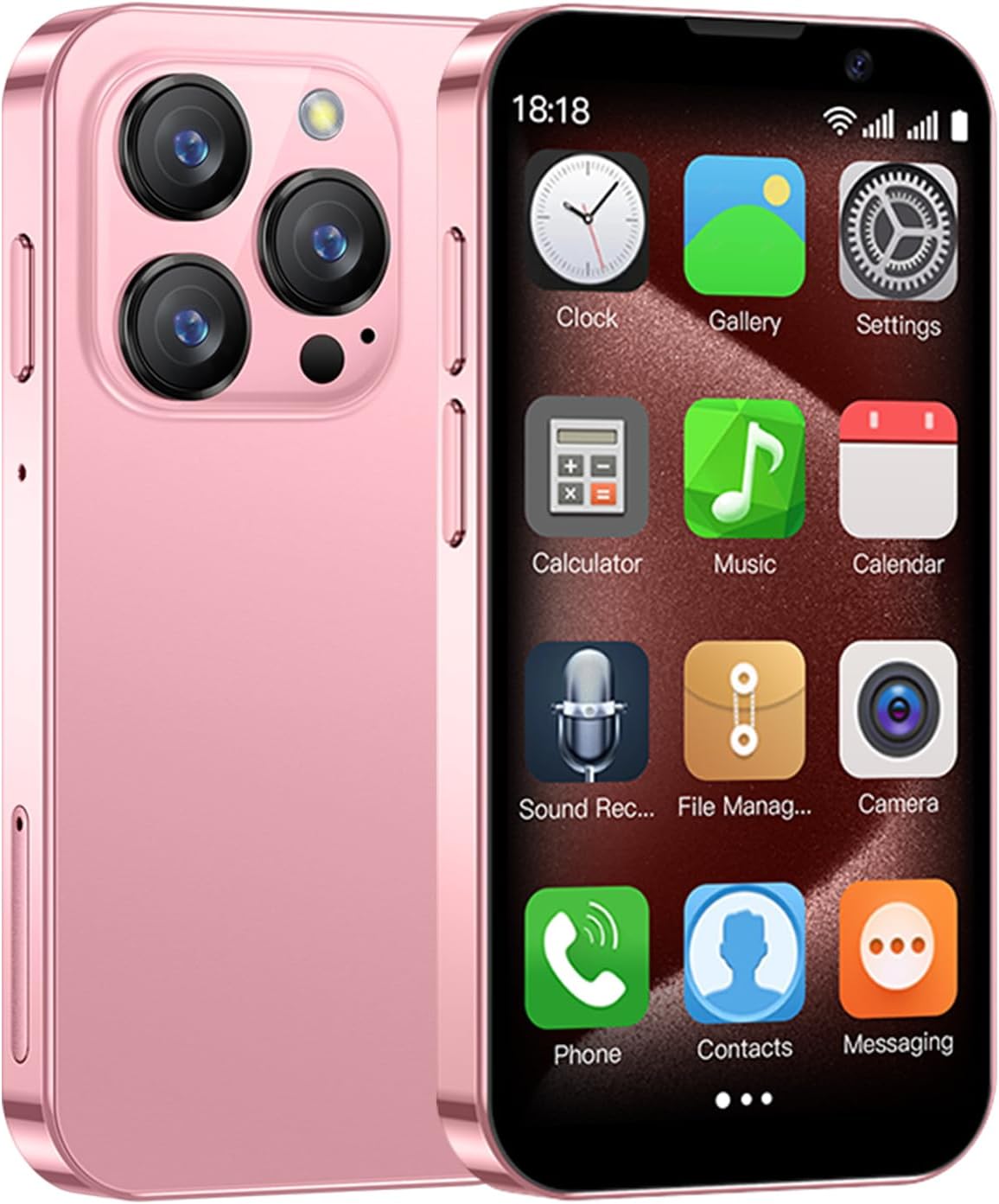 Min Phone Unlocked,3.0″ Display Android Mini Smartphone 2GB+16GB/128GB Expand,Dual Camera Compact Mini Kids Phone,Dual SIM Face ID Phone for Kids/Student/Minimalist