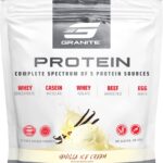 Granite Nutrition Protein Powder – Premium 5-Source Blend (Whey, Casein, Egg, Grass-Fed Beef) for Lean Muscle and Recovery – Vanilla Ice Cream, 30 Servings