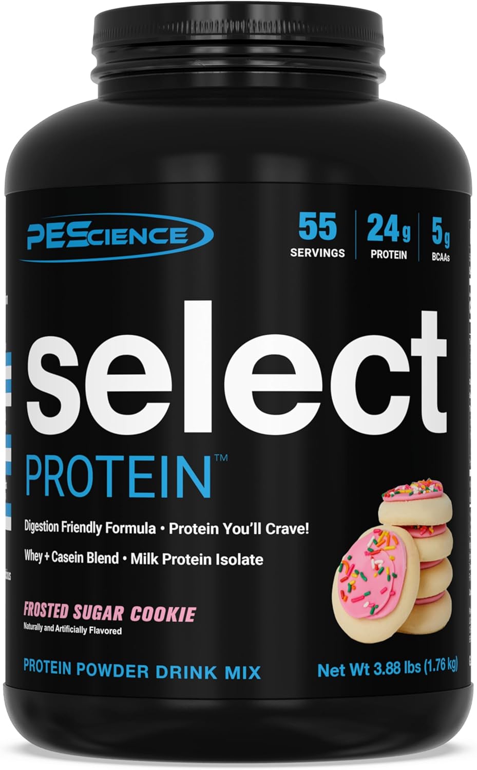 PEScience Select Low Carb Protein Powder, Frosted Sugar Cookie, 55 Serving, Whey and Casein Blend, Keto Friendly, Gluten Free, Best Tasting, Clean Isolate for Women and Men