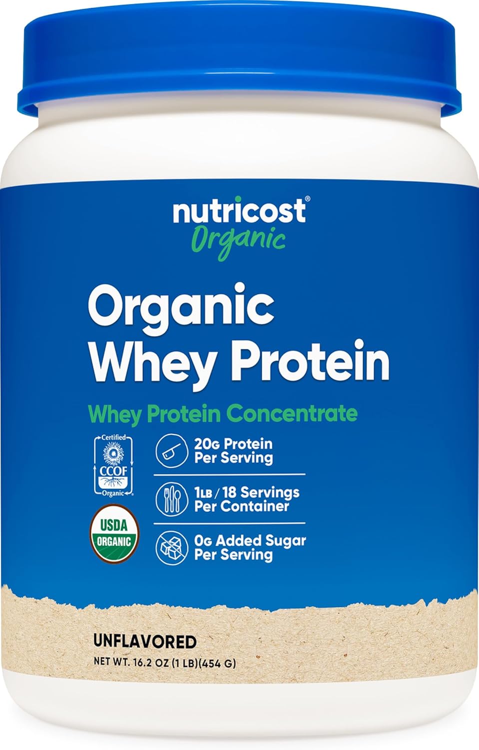 Nutricost Organic Whey Protein Concentrate, Unflavored, (1LB) – Gluten-Free, Non-GMO