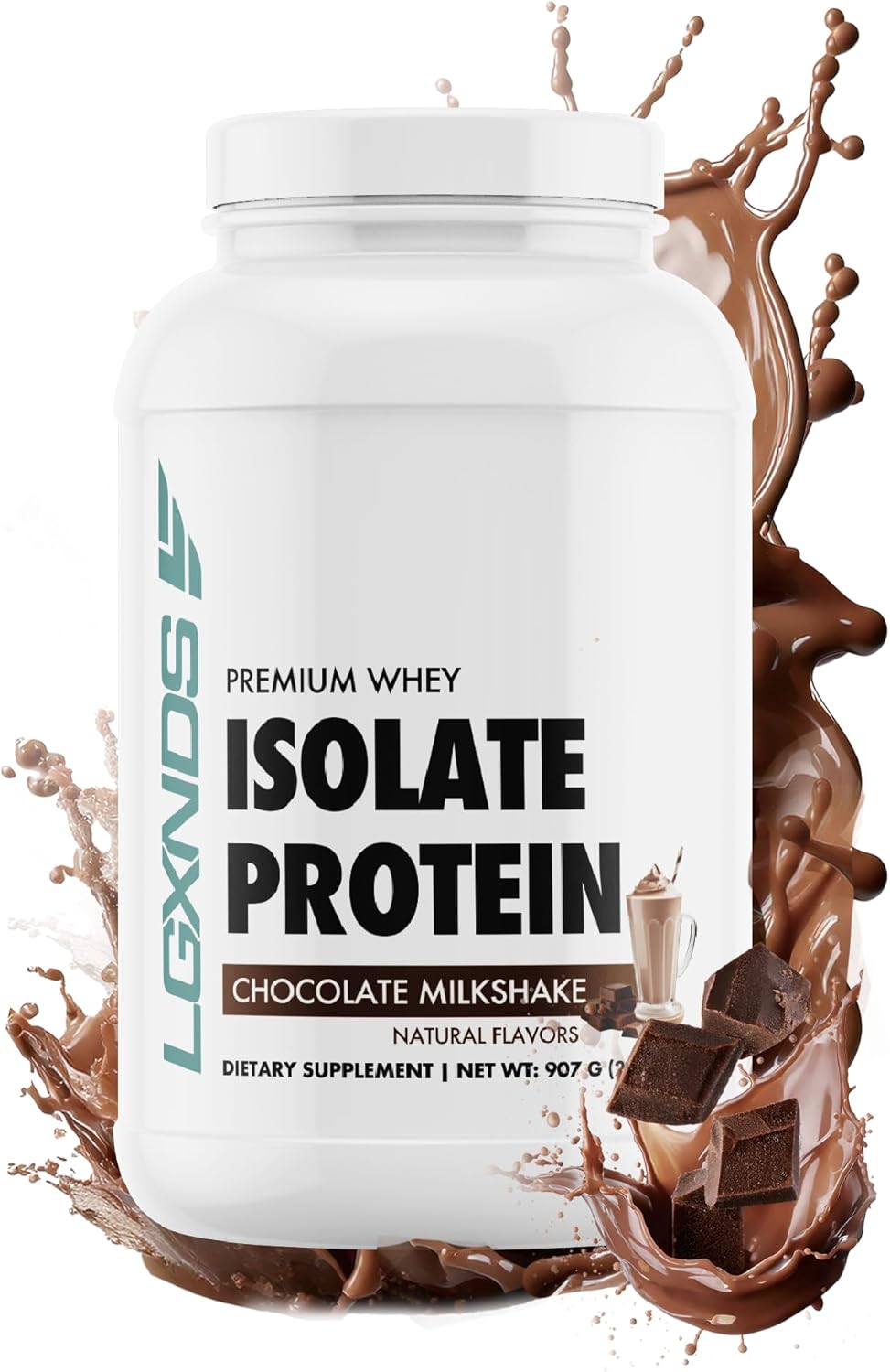 Premium Whey Isolate Protein Powder, 25g Protein, 0g Fat, Fast-Digesting with Digestive Enzymes, Supports Muscle Recovery, 30 Servings (30 Servings, Chocolate Milkshake)