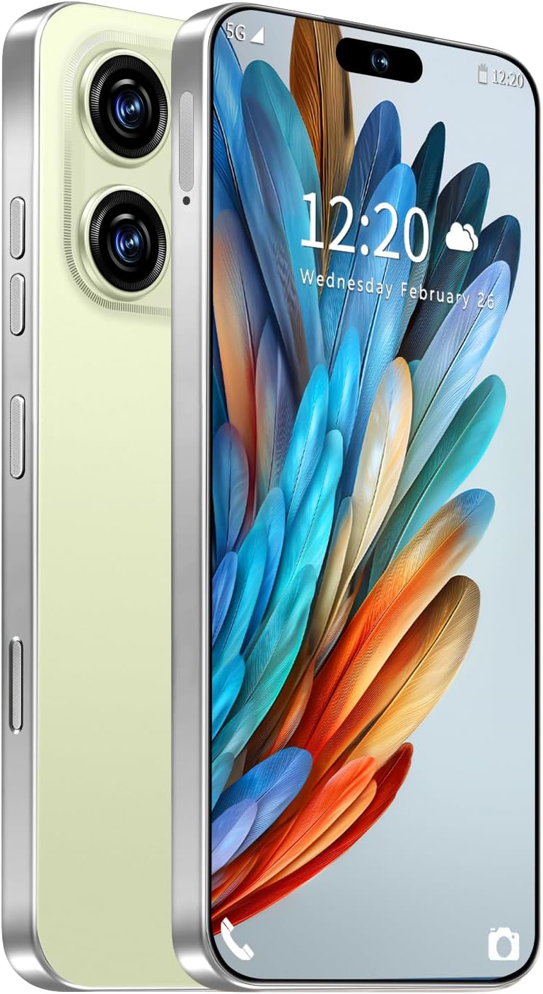Huness 16PROMA X Smartphone Unlocked Cell Phone,6.99″ HD Screen Unlocked Phone,8+256GB Android 13 with 128GB Memory Card,Face ID/Dual SIM/5G/Fingerprint Button Unlock/Photos/GPS (Yellow, 8+256)