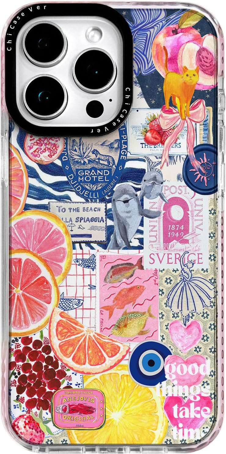 for iPhone 13 Case，Y2K Citrus Coastal Vintage Style Military-Grade Drop Protection TPU Camera Protection for Women Girls