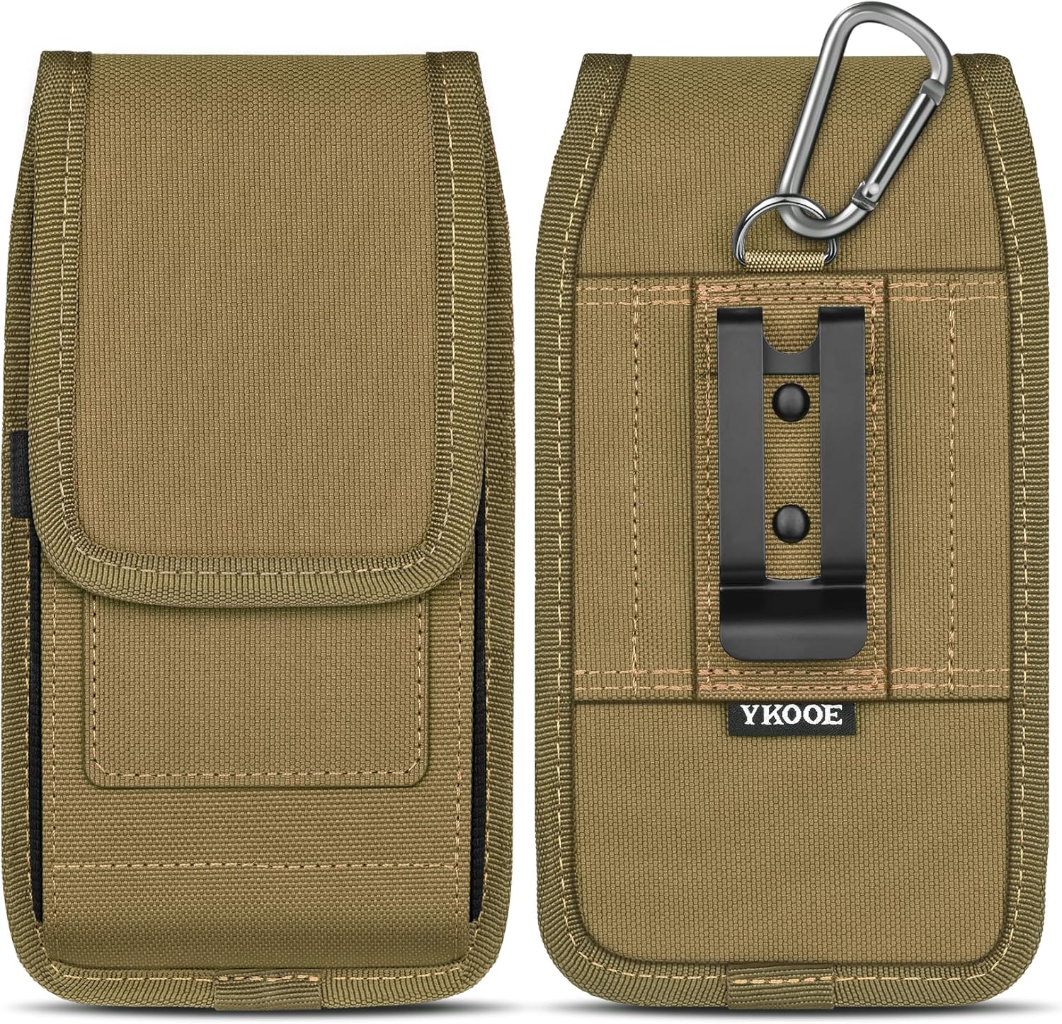 ykooe Cell Phone Holster Compatible with Samsung Galaxy S25/S24/S23/S22/S21/S20 Ultra, Pixel 8/7 Pro, Belt Clip and Card Holder, Kahaki, XXL